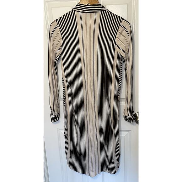 Women’s Ann Taylor Midi Dress Black‎ Striped Button Down Long Sleeve Size XSP - Picture 5 of 7